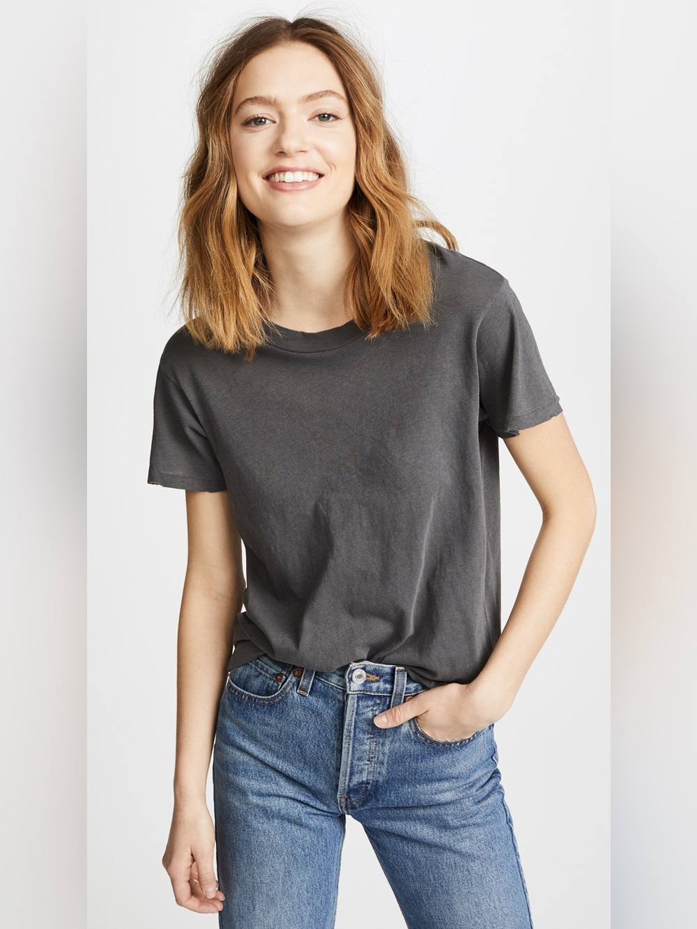 THE GREAT / Slim Tee in Washed Gray